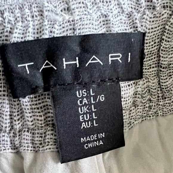 Tahari 100% linen wide leg pull on pants size large women - Picture 6 of 12